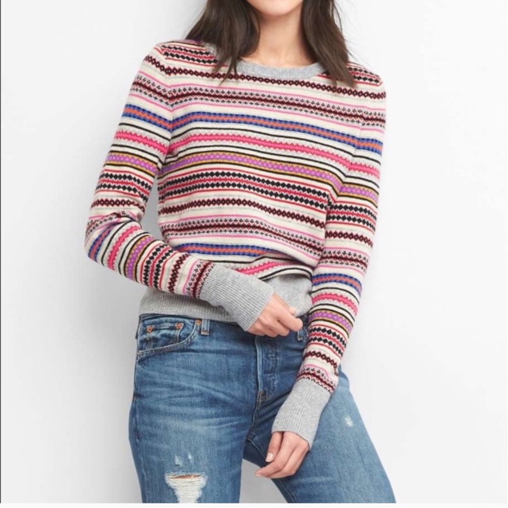 Gap Crazy Fair Isle Crewneck Sweater Size Small